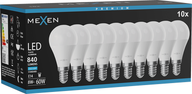 Mexen Nova 10x LED lemputė E14, G45, 8W, Šalta - 6500K, 840 lm - L101-E14-0865-01x10