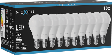 Mexen Nova 10x LED lemputė E14, G45, 9W, Neutralus - 4000K, 945 lm - L101-E14-0940-01x10