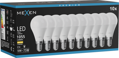 Mexen Nova 10x LED lemputė E14, G45, 10W, Šilta - 3000K, 1055 lm - L101-E14-1030-01x10