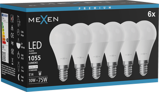 Mexen Nova 6x LED lemputė E14, G45, 10W, Neutrali - 4000K, 1055 lm - L101-E14-1040-01x06