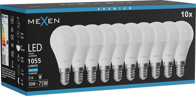 Mexen Nova 10x LED lemputė E14, G45, 10W, Šalta - 6500K, 1055 lm - L101-E14-1065-01x10