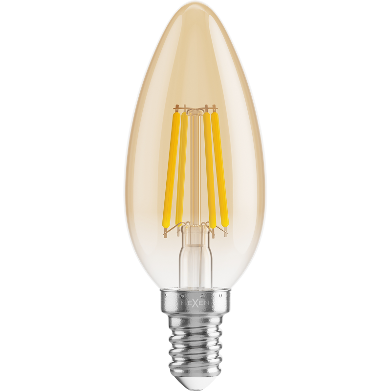 Mexen Vintis 6x LED kaitrinė lemputė E14, C35, 6W, Šilta - 2200K, 600 lm, gintarinė - L154-E14-0622-50x06