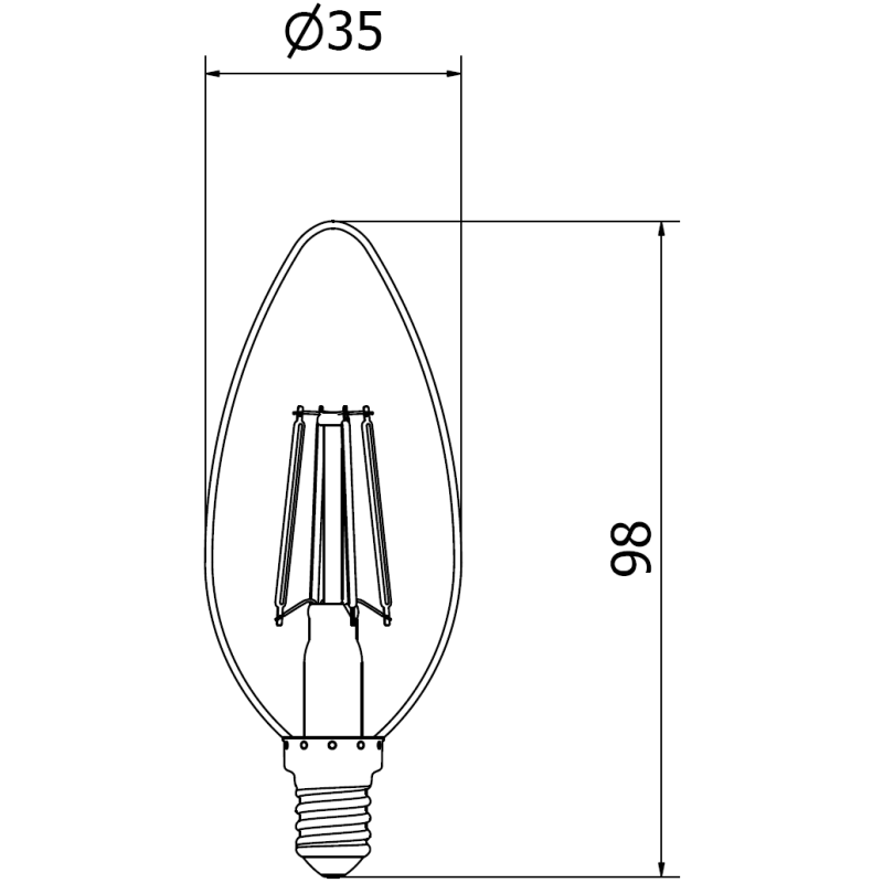 Mexen Vintis 6x LED filamentinė lemputė E14, C35, 6W, Šilta - 2700K, 720 lm, skaidri - L154-E14-0627-00x06