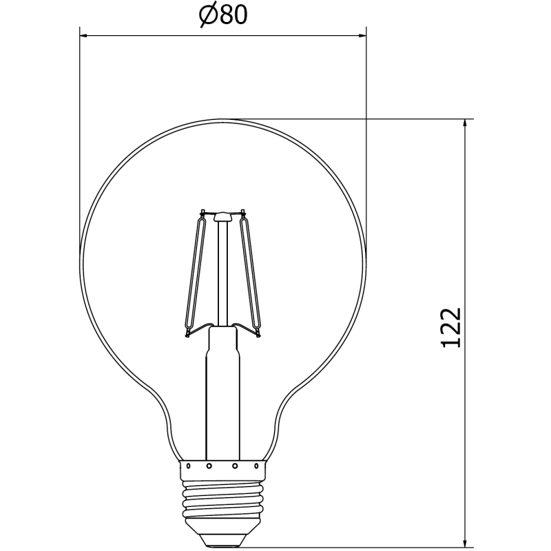 Mexen Vintis 10x LED kaitratis lemputė E27, G80, 2W, Šilta - 2200K, 180 lm, gintarinė - L155-E27-0222-50x10