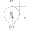 Mexen Vintis 6x LED gijų lemputė E27, G80, 4W, Šilta - 2200K, 400 lm, gintaro spalva - L155-E27-0422-50x06