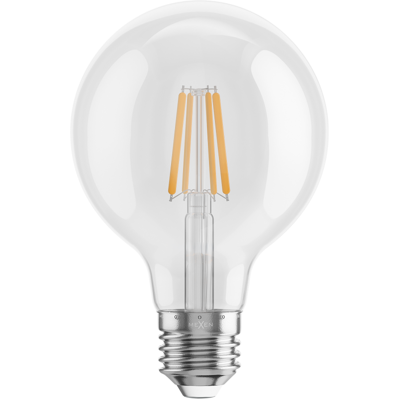Mexen Vintis 6x LED filamentinė lemputė E27, G80, 4W, Šilta - 2700K, 470 lm, skaidri - L155-E27-0427-00x06
