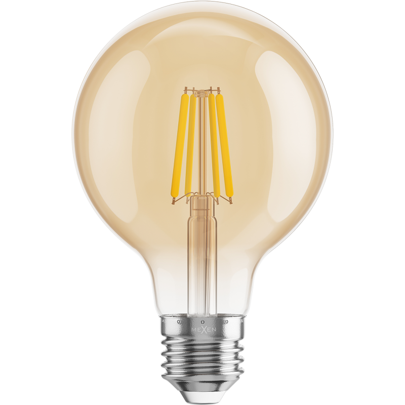 Mexen Vintis 10x LED filamentinė lemputė E27, G80, 4W, Šilta - 2700K, 400 lm, gintarinė - L155-E27-0427-50x10
