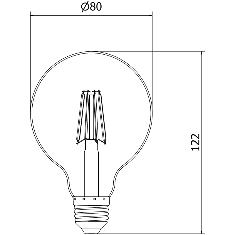 Mexen Vintis 10x LED filamentinė lemputė E27, G80, 4W, Šilta - 2700K, 400 lm, gintarinė - L155-E27-0427-50x10