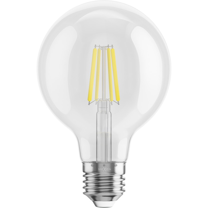 Mexen Vintis 6x šviesolaidinė LED lemputė E27, G80, 6W, Neutralus - 4000K, 720 lm, skaidri - L155-E27-0640-00x06