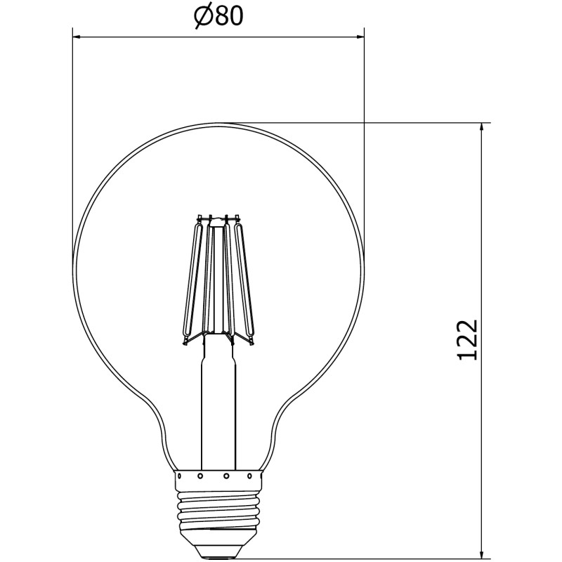 Mexen Vintis 6x šviesolaidinė LED lemputė E27, G80, 6W, Neutralus - 4000K, 720 lm, skaidri - L155-E27-0640-00x06