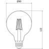 Mexen Vintis 6x šviesolaidinė LED lemputė E27, G80, 6W, Neutralus - 4000K, 720 lm, skaidri - L155-E27-0640-00x06