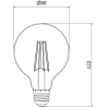 Mexen Vintis 6x LED kaitrinė lemputė su siūleliu E27, G80, 8W, Šilta - 2200K, 600 lm, rūkyta - L155-E27-0822-70x06