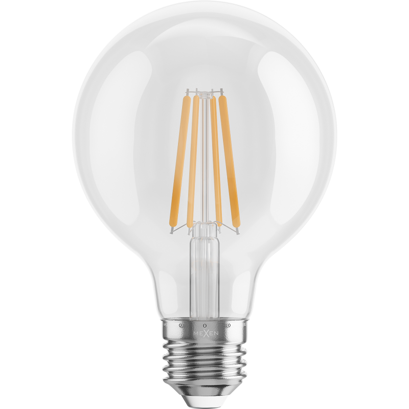 Mexen Vintis 6x LED siūlelio lemputė E27, G80, 8W, Šilta - 2700K, 1055 lm, skaidri - L155-E27-0827-00x06