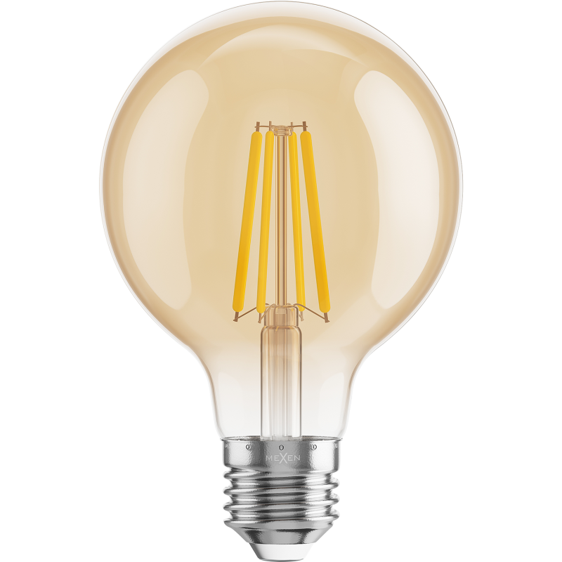 Mexen Vintis 6x LED filamentinė lemputė E27, G80, 8W, Šilta - 2700K, 750 lm, gintarinė - L155-E27-0827-50x06