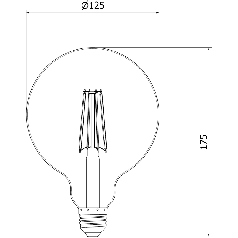 Mexen Vintis 3x LED gijų lemputė E27, G125, 8W, Neutralus - 4000K, 1055 lm, skaidrus - L158-E27-0840-00x03