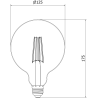 Mexen Vintis 3x LED gijų lemputė E27, G125, 8W, Neutralus - 4000K, 1055 lm, skaidrus - L158-E27-0840-00x03