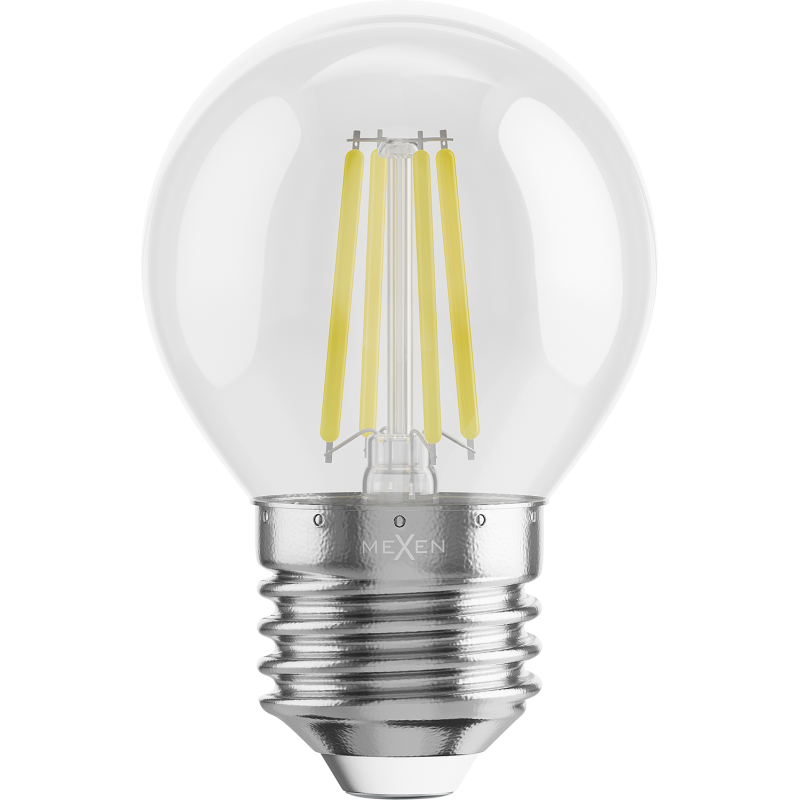 Mexen Vintis 6x LED filamentinė lemputė E27, G45, 4W, Šalta - 6500K, 470 lm, skaidri - L156-E27-0465-00x06