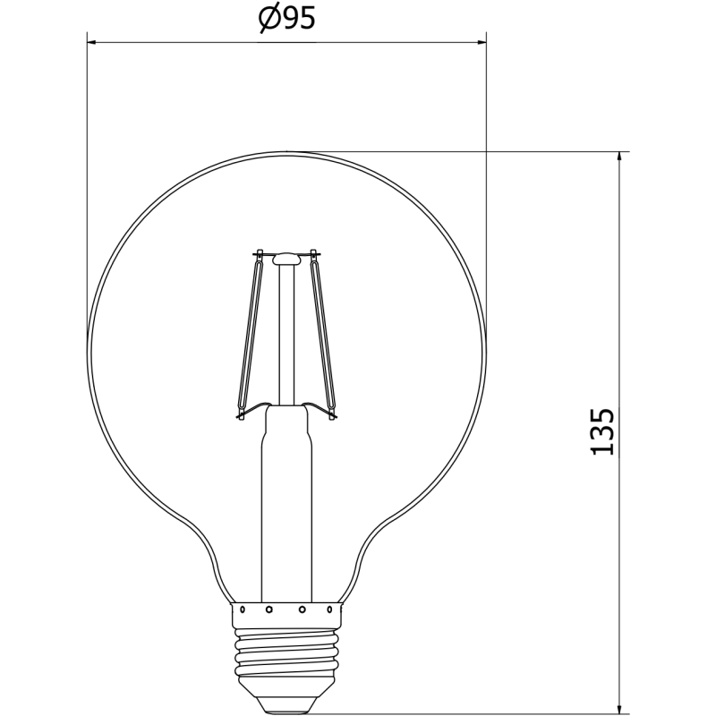 Mexen Vintis 10x LED gijimo lemputė E27, G95, 2W, Šilta - 2200K, 180 lm, gintaro - L157-E27-0222-50x10