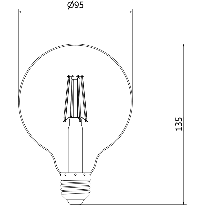 Mexen Vintis 10x LED gijų lemputė E27, G95, 4W, Šilta - 2200K, 280 lm, dūminė - L157-E27-0422-70x10