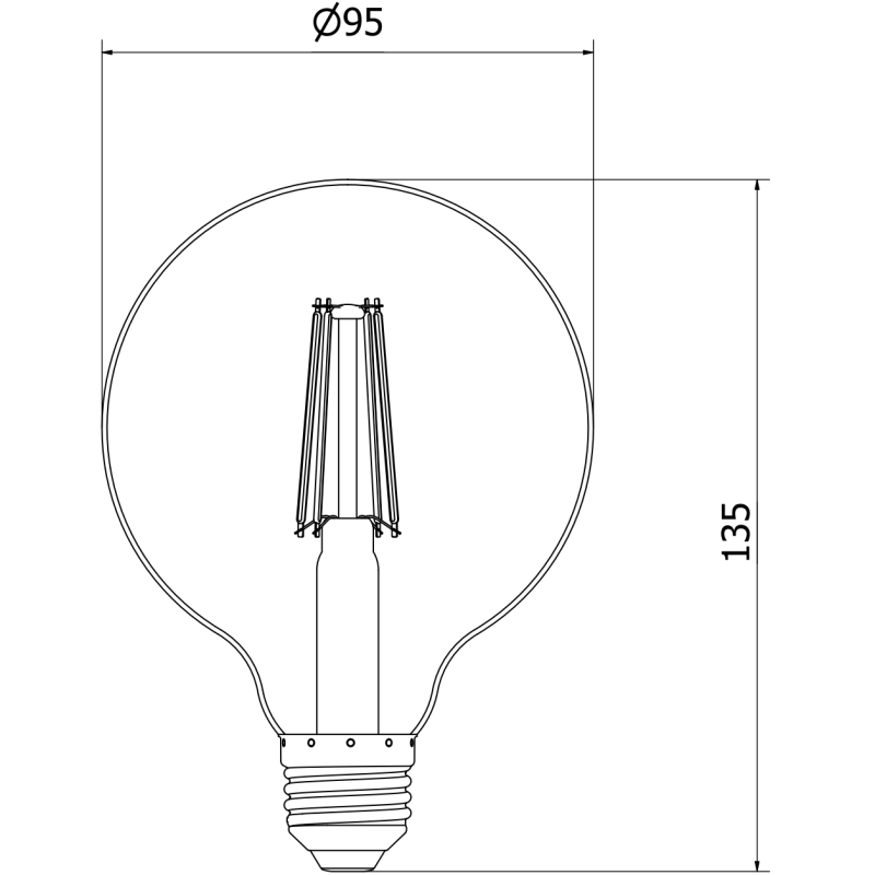 Mexen Vintis 6x LED filamentinė lemputė E27, G95, 8W, Šilta - 2700K, 750 lm, gintaro - L157-E27-0827-50x06