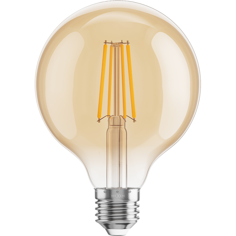 Mexen Vintis 10x LED gijų lemputė E27, G95, 8W, Šilta - 2700K, 750 lm, gintarinė - L157-E27-0827-50x10