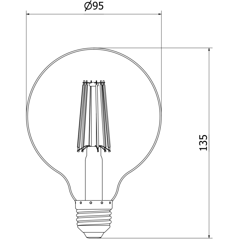 Mexen Vintis 6x LED filamentinė lemputė E27, G95, 10W, Neutralinė - 4000K, 1320 lm, skaidri - L157-E27-1040-00x06