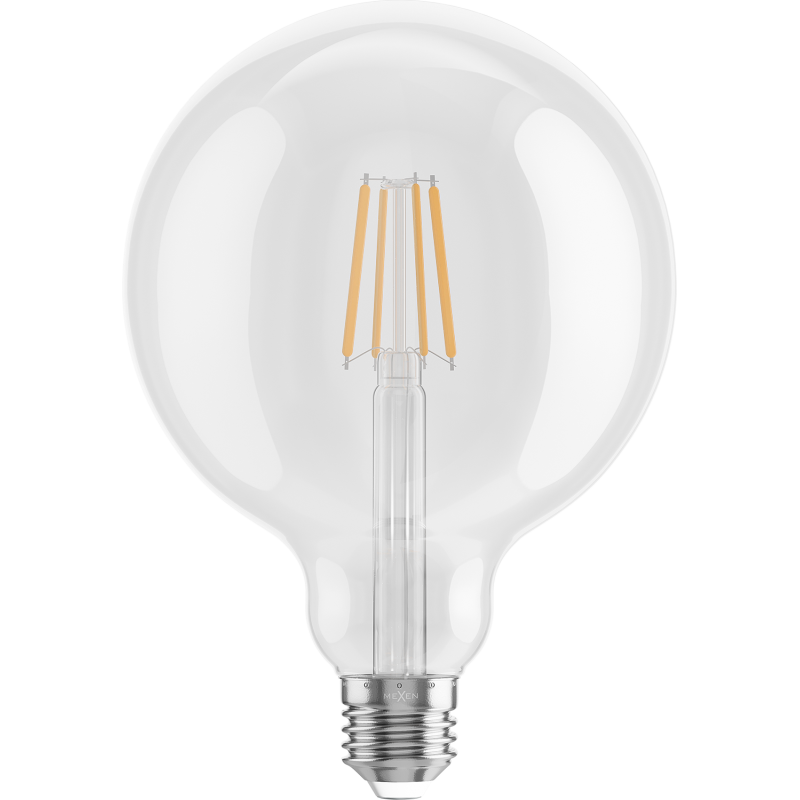 Mexen Vintis 6x LED E27 kaitinimo siūlelio lemputė, G125, 6W, Šilta - 2700K, 720 lm, skaidri - L158-E27-0627-00x06
