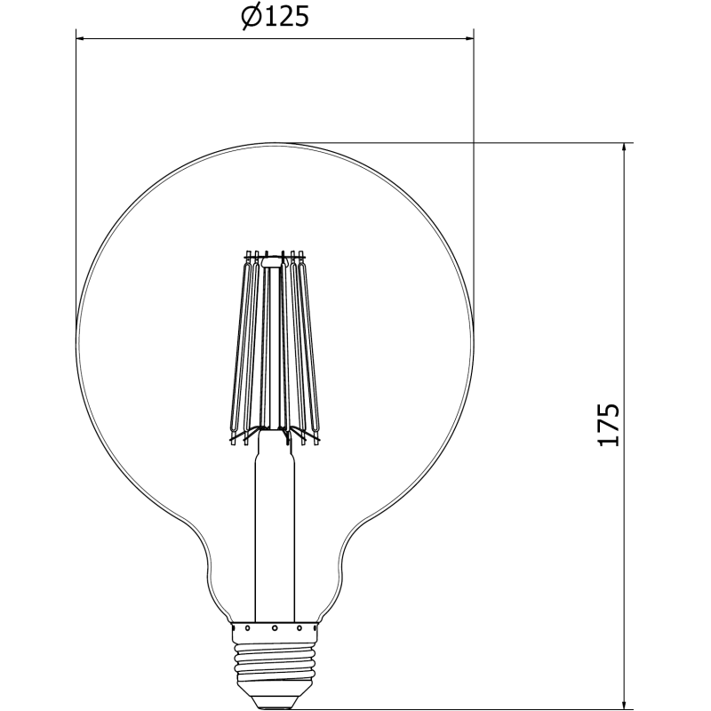 Mexen Vintis 6x kaitrinė LED lemputė E27, G125, 10W, Šilta - 2700K, 1320 lm, skaidri - L158-E27-1027-00x06