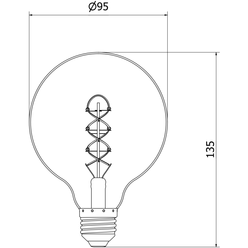 Mexen Vintis 3x kaitrinė lemputė su LED E27, G95, 6W, Šilta - 2700K, 530 lm, gintarinė - L167-E27-0627-50x03