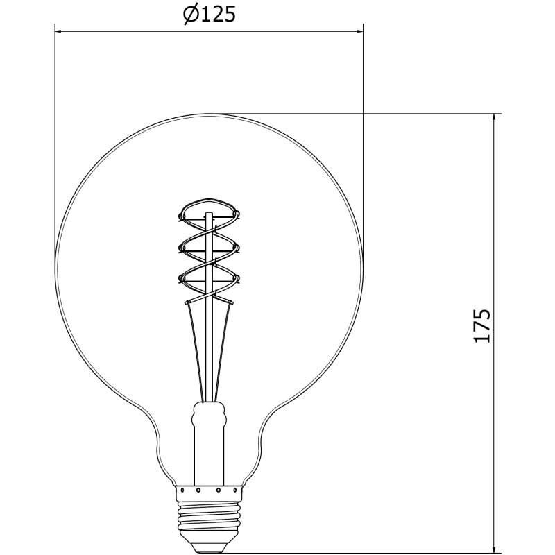 Mexen Vintis 3x LED spiralinė kaitinamoji lemputė E27, G125, 8W, Šilta - 2200K, 600 lm, gintarinė - L168-E27-0822-50x03