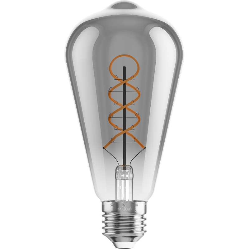 Mexen Vintis 10x LED kaitinimo spiralės lemputė E27, ST64, 6W, Šilta - 2700K, 510 lm, dūminė - L162-E27-0627-70x10