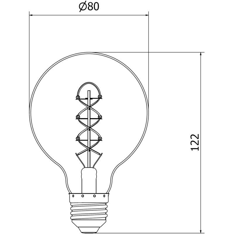Mexen Vintis 6x Spiralinis LED kaitinamosios lemputės E27, G80, 4W, Šilta - 2700K, 220 lm, dūminė - L165-E27-0427-70x06