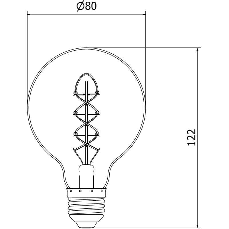 Mexen Vintis 6x Kaitinamoji spiralės LED lemputė E27, G80, 8W, Šilta - 2700K, 750 lm, skaidri - L165-E27-0827-00x06