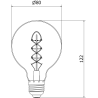 Mexen Vintis 6x LED spiralės siūlų lemputė E27, G80, 8W, Šilta - 2700K, 650 lm, gintarinė - L165-E27-0827-50x06