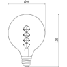 Mexen Vintis 6x lemputė filamentinė spiralė LED E27, G95, 6W, Šilta - 2700K, 530 lm, gintarinė - L167-E27-0627-50x06