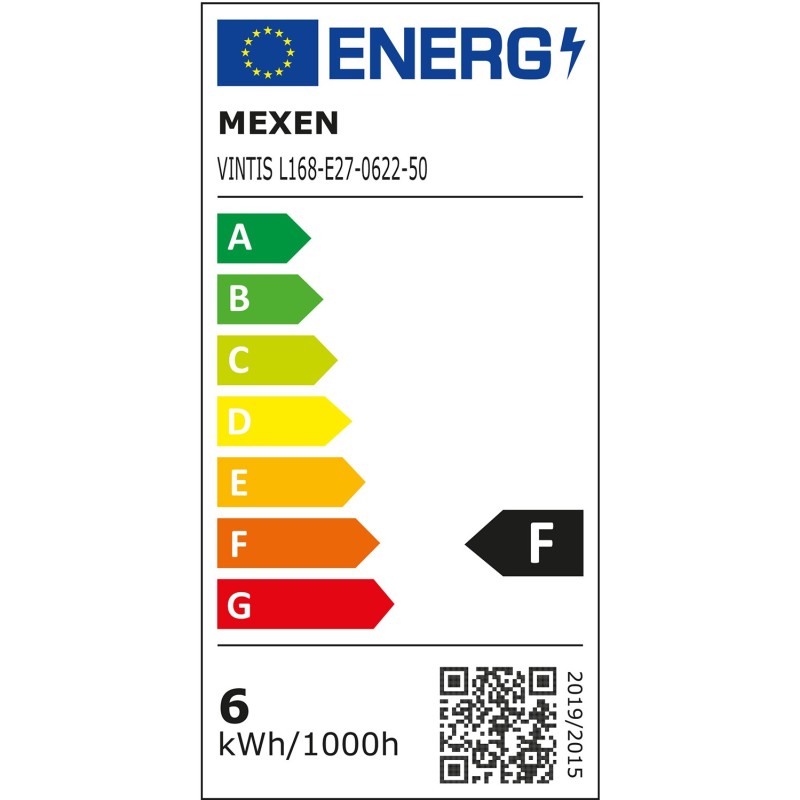 Mexen Vintis 6x LED kaitrinė spiralė lemputė E27, G125, 6W, Šilta - 2200K, 530 lm, gintarinė - L168-E27-0622-50x06