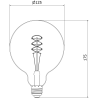 Mexen Vintis 6x LED gijų lemputė spirale E27, G125, 8W, Šilta - 2200K, 600 lm, gintarinė - L168-E27-0822-50x06