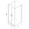 Mexen Exo-3S trijų sienų varstoma dušo kabina 90 x 95 cm, skaidri, juoda - 814-090-095-70-00-3S