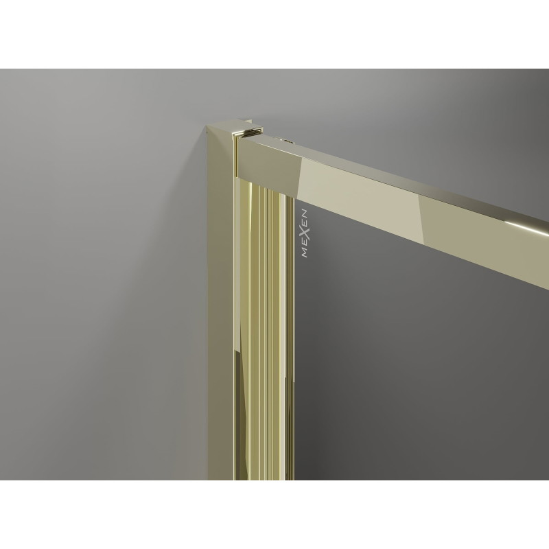 Mexen Exo-F 3S dušo kabina 3 sienų lankstoma 80 x 90 cm, skaidri, auksinė - 816-080-090-50-00-3S