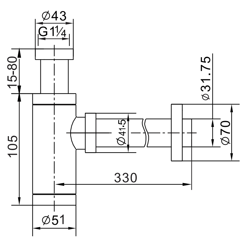 Mexen pusiau apvalus kriauklės sifonas, chromas - 79950-00