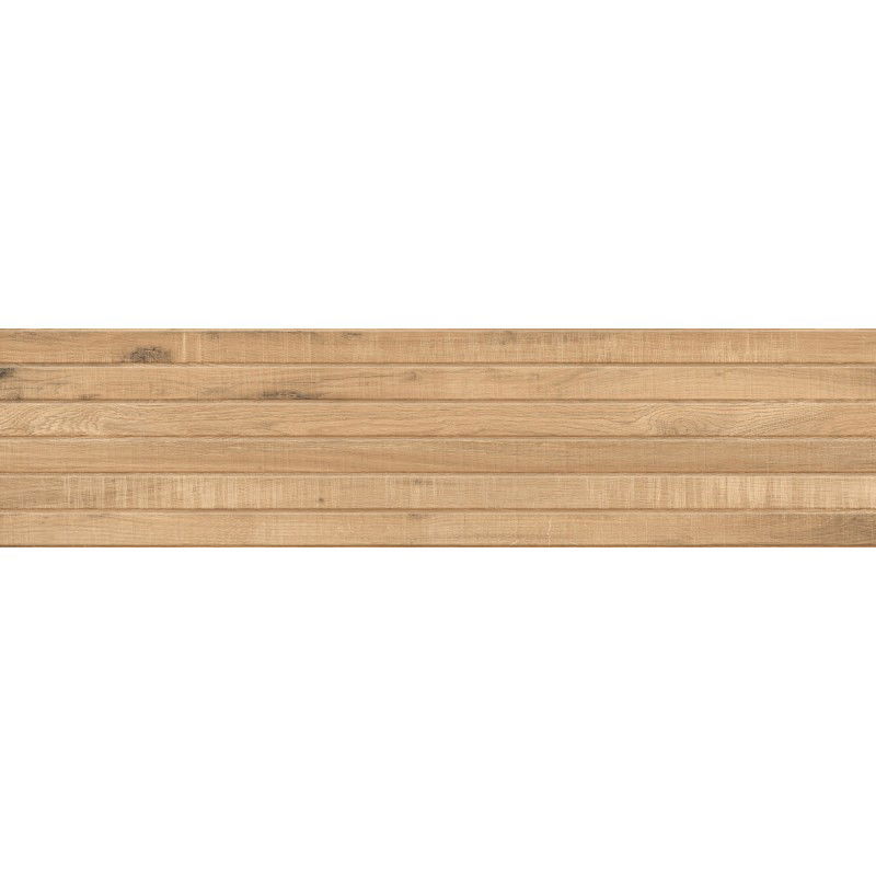 Mexen Western Wood Almond glazūruota akmens masės danga, parketą imituojančios grindų ir sienų plytelės, 120 x 30 cm,