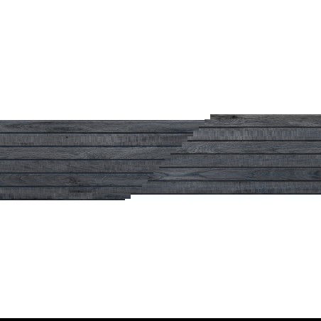 Mexen Western Wood Nero stiklo keramika rektyfikuota G1, medžio imitacijos sienų plytelė 120 x 30 cm, matinė