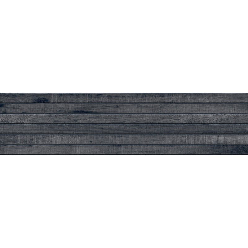 Mexen Western Wood Nero stiklo keramika rektyfikuota G1, medžio imitacijos sienų plytelė 120 x 30 cm, matinė