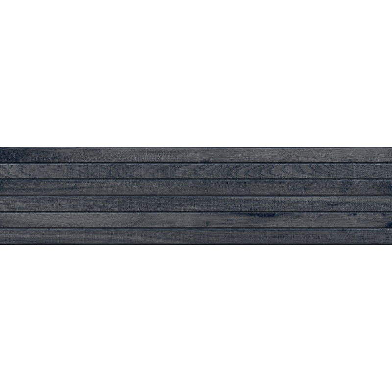 Mexen Western Wood Nero stiklo keramika rektyfikuota G1, medžio imitacijos sienų plytelė 120 x 30 cm, matinė