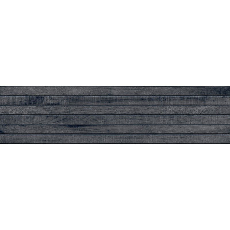 Mexen Western Wood Nero stiklo keramika rektyfikuota G1, medžio imitacijos sienų plytelė 120 x 30 cm, matinė