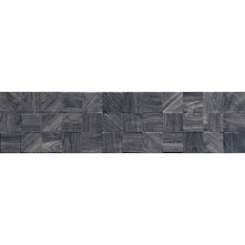 Mexen Riga Lyon Black glazūruotų plytelių akmuo G1, medienos imitacijos grindų ir sienų plytelė 120 x 30 cm, matinė