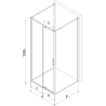 Mexen Exo-R 3S 3-sienė pakreipiama dušo kabina 90 x 120 cm, skaidri, juoda - 819-090-120-70-00-3S