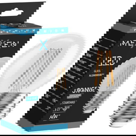 Mexen Vintis LED gijų lemputė E27, G45, 4W, 55 lm, oranžinė - L156-E27-04XX-48