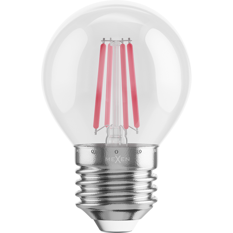 Mexen Vintis 6x LED filamento lemputė E27, G45, 4W, 55 lm, raudona - L156-E27-04XX-45x06