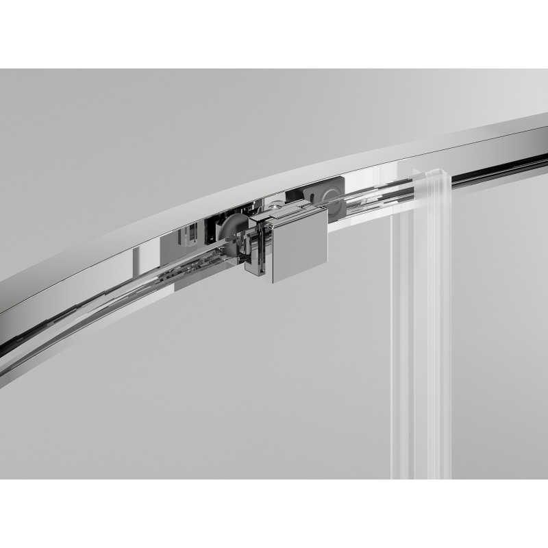 Mexen Exo asimetriška pusapvalė dušo kabina stumdoma 120 x 80 cm, skaidri, chromuota - 8131-120-080-01-00